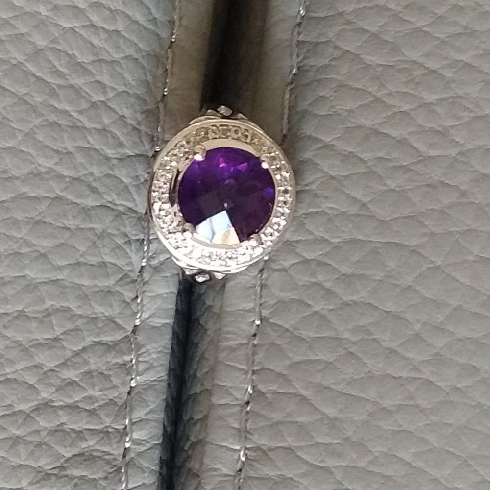 'CERTIFIED' over 7g  SIZE 6.25 6CT NATURAL AMETHYST PREMIUM QUALITY silver RING